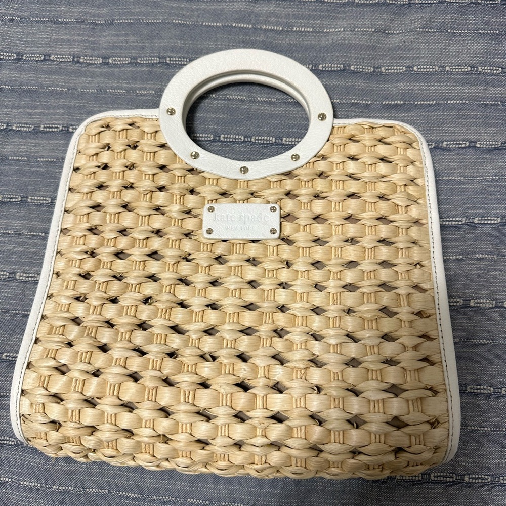Kate spade straw and leather purse
